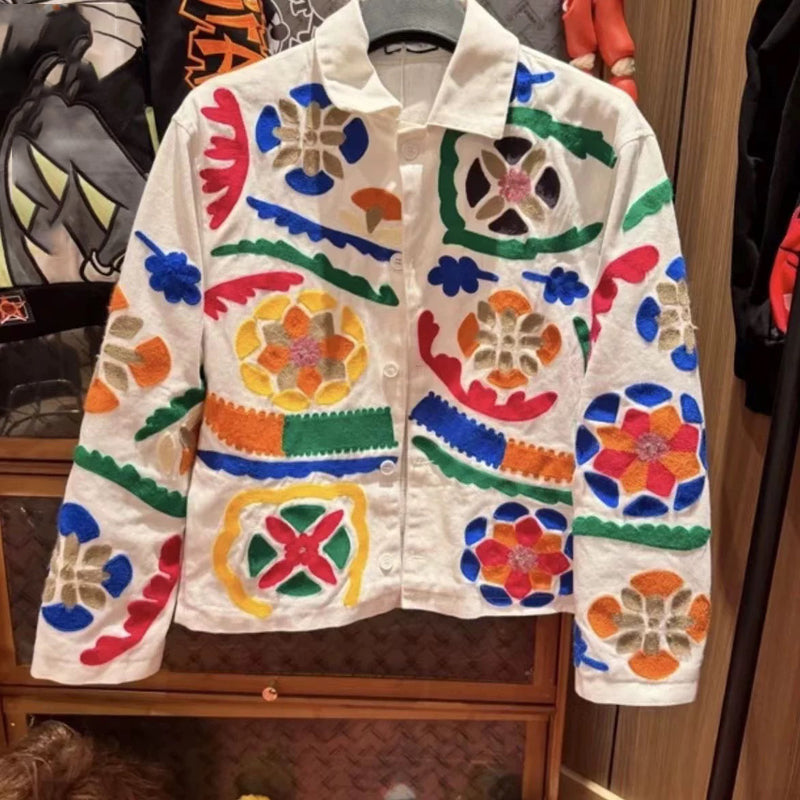 Fashion Print Totem Embroidered Jacket