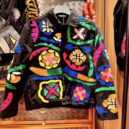 Fashion Print Totem Embroidered Jacket