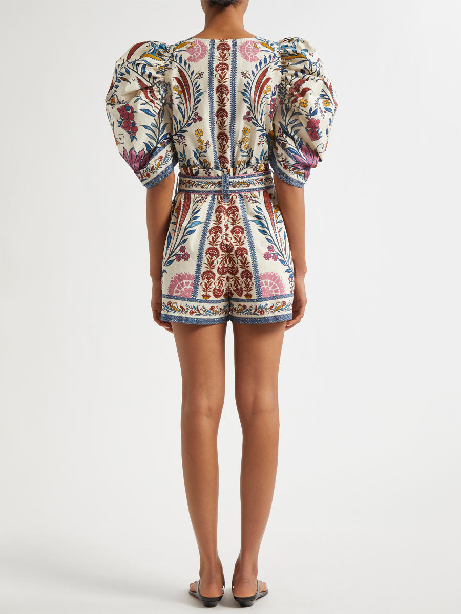 Printed Puff Short Sleeve Romper