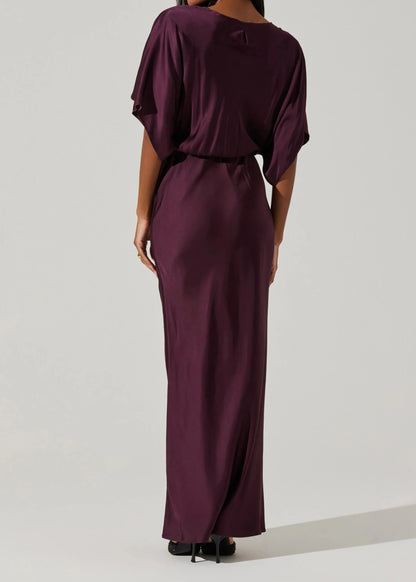 Satin Waist Slim Maxi Dress