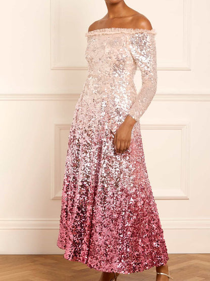 Off Shoulder Sequined Party Dress