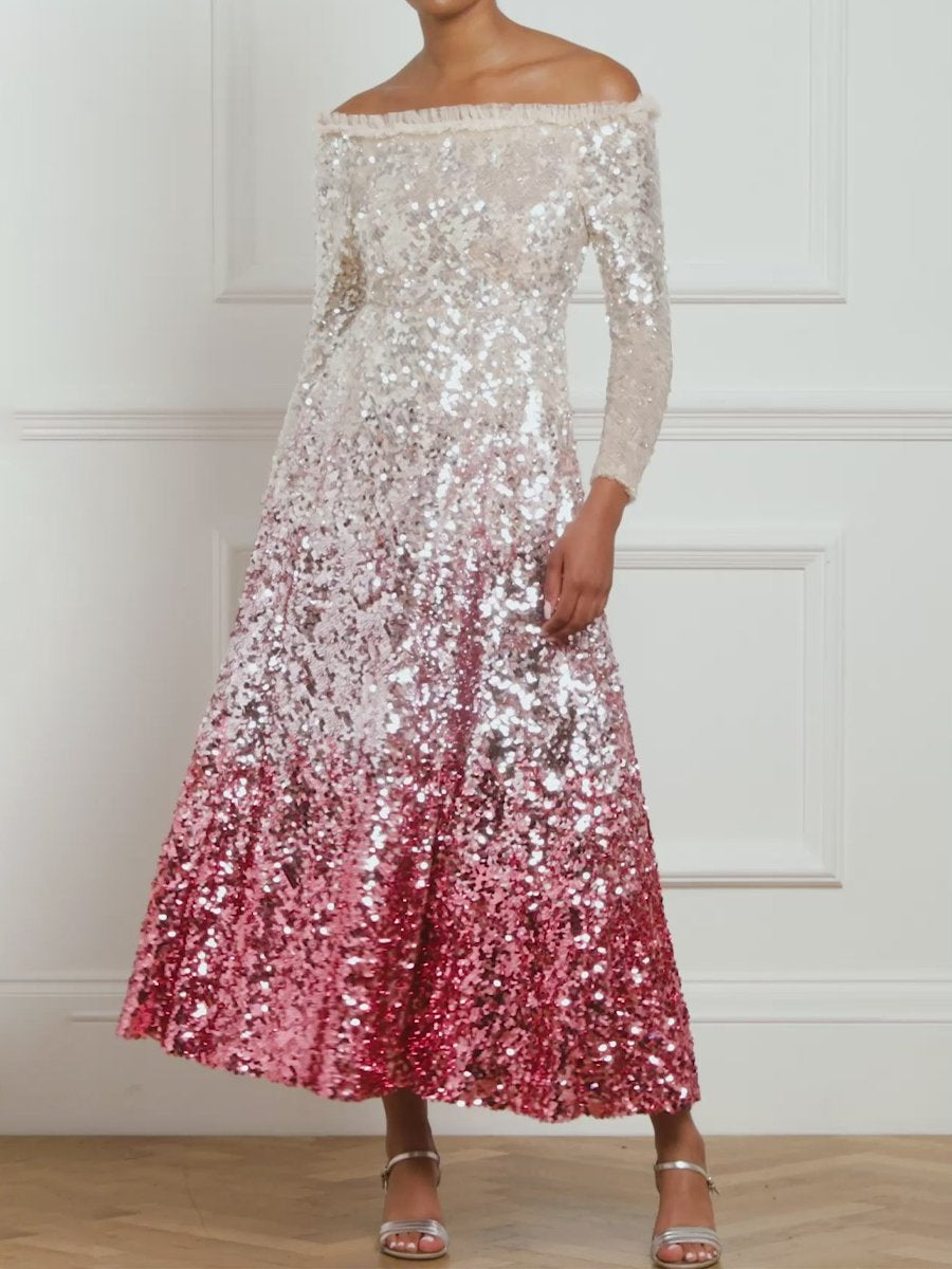 Off Shoulder Sequined Party Dress