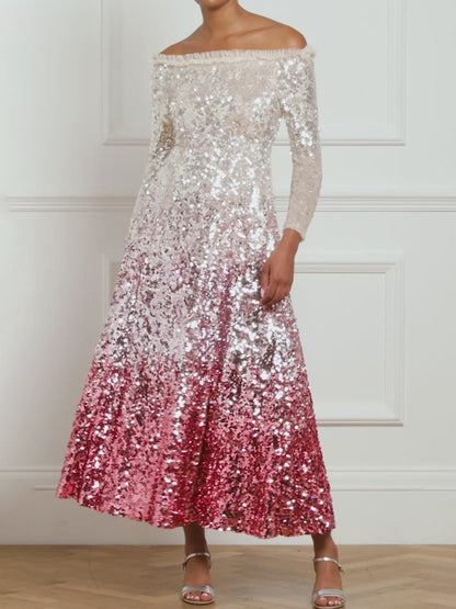 Off Shoulder Sequined Party Dress